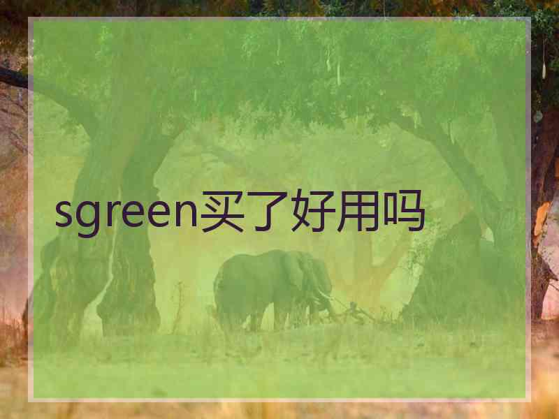 sgreen买了好用吗